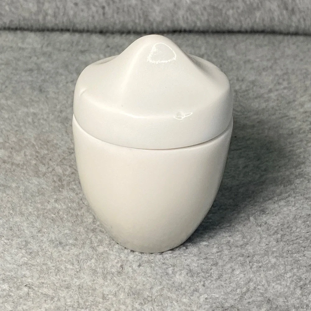 Small White‎ Porcelain Acorn Lidded Mini Trinket Box Spice Container Jar EUC